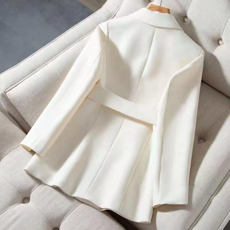 Black Suit Jacket Women's Spring and Autumn Waist Fashion Shoulder Pad Double-breasted  Blazers Women