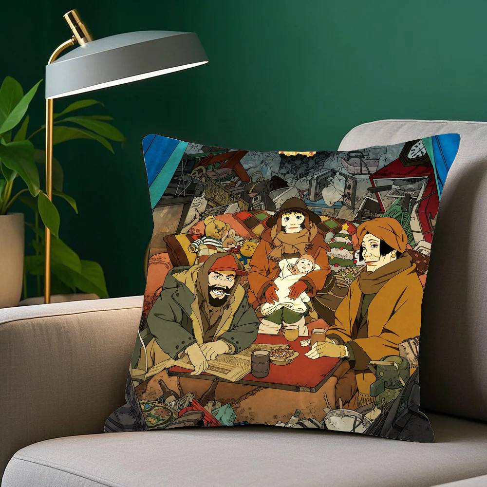 Anime T-Tokyo Godfathers Pillow Case Fashion Square Pillowcase Bedroom Sofa Room Ins Decoration Leisure