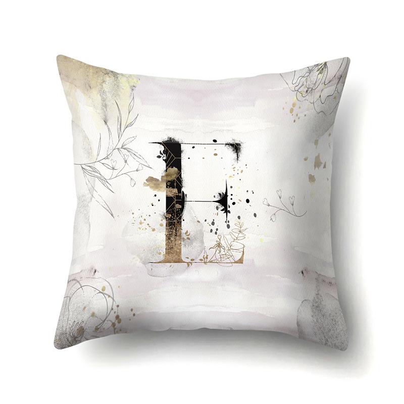 Polyester Pillow Case Car Ink and Ancient Style Home 26 English Letters Printed Sofa Pillow Case