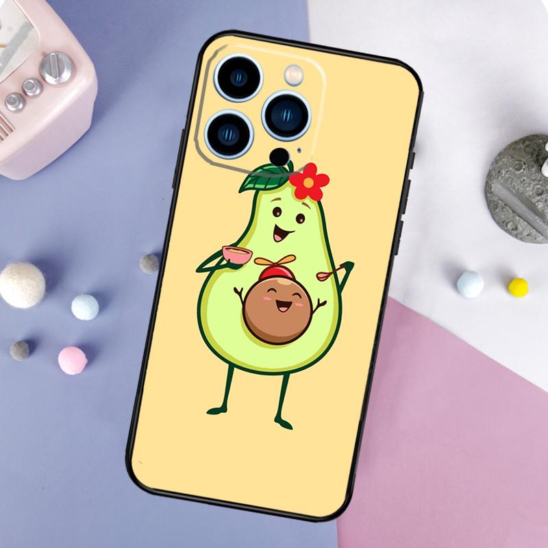 Cute Avocado Phone Case For iPhone 17 Pro Max 15 13 12 11 14 16 Pro Max Plus Mini 16e 17 Air Back Cover