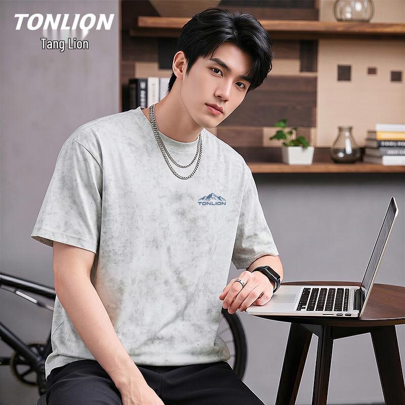 TonLion Men s Starry Sky Print Short Sleeve T-Shirt XL