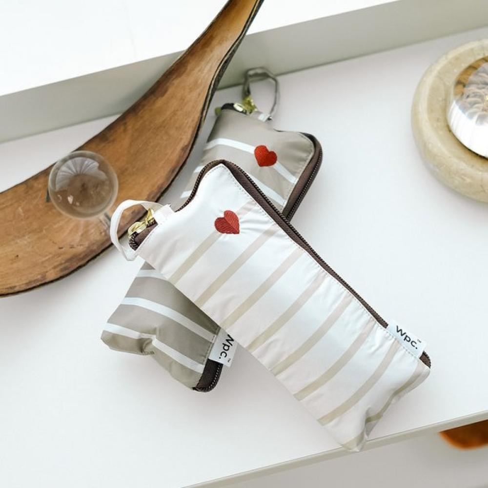 Wpc Heart Border Mini Blackout Uv Block 5 Fold Umbrella 801 15367 102 beige