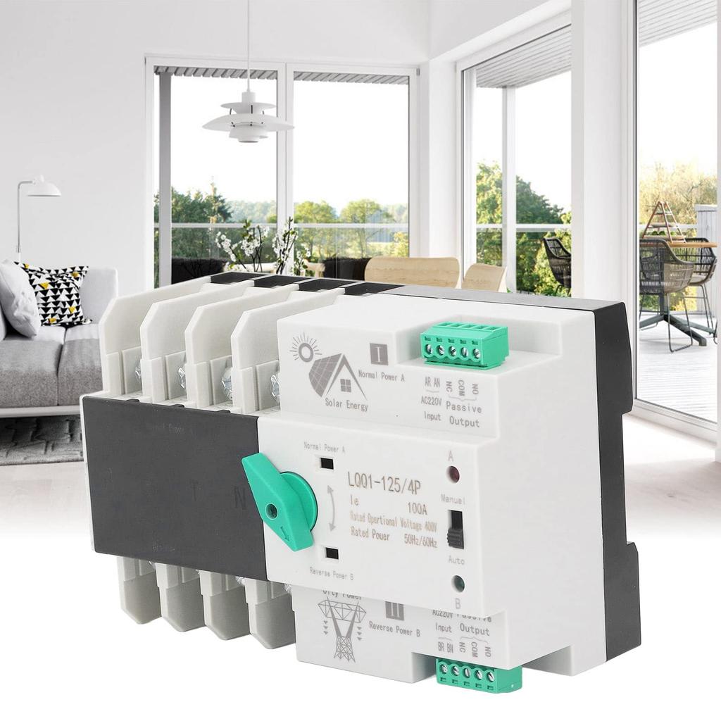 Dual Power Supply Automatic Transfer Switch, 4P, Fast Switching, PV Type, AC400V 100A, for Home and Industrial Use