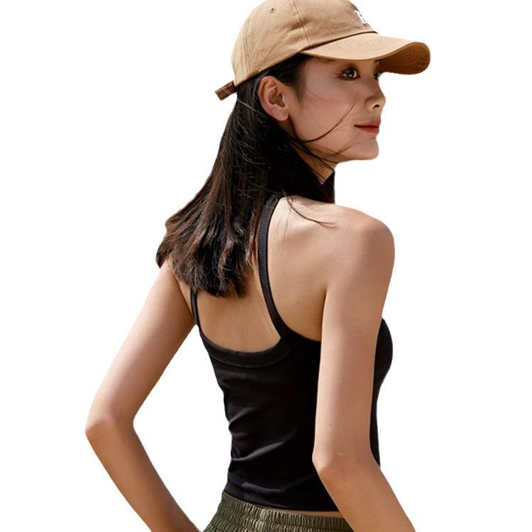 Women's Padded Sports Yoga Vest - Beautiful Back Design, Pilates Fitness Top