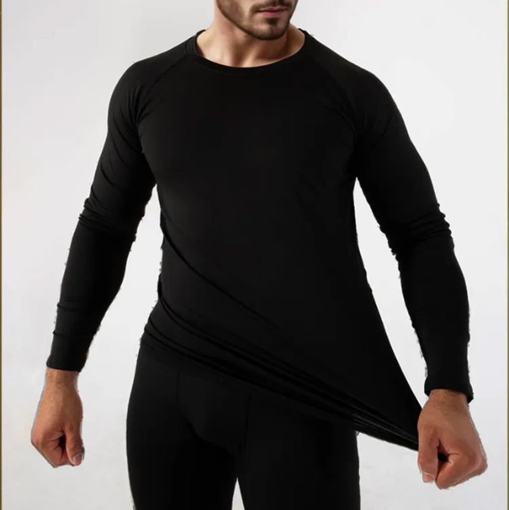 Men's Thermal Underwear Set Wool Lined Thermal Trousers Winter Sportswear Seamless Training Running Tights Set
