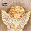 Elegant Shirt Accessories Little Angel Brooch Pin for Women, Cute Guardian Holding Heart Lapel Small Unique Accessory with Wings, Clothing Coats,