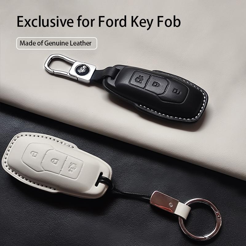 Genuine Leather Car Key Case Cover Fob For Ford Focus 3 4 St Mondeo 5 Mk5 Mustang F-150 Explorer Edge Fiesta Kuga Mk3 4 Durable