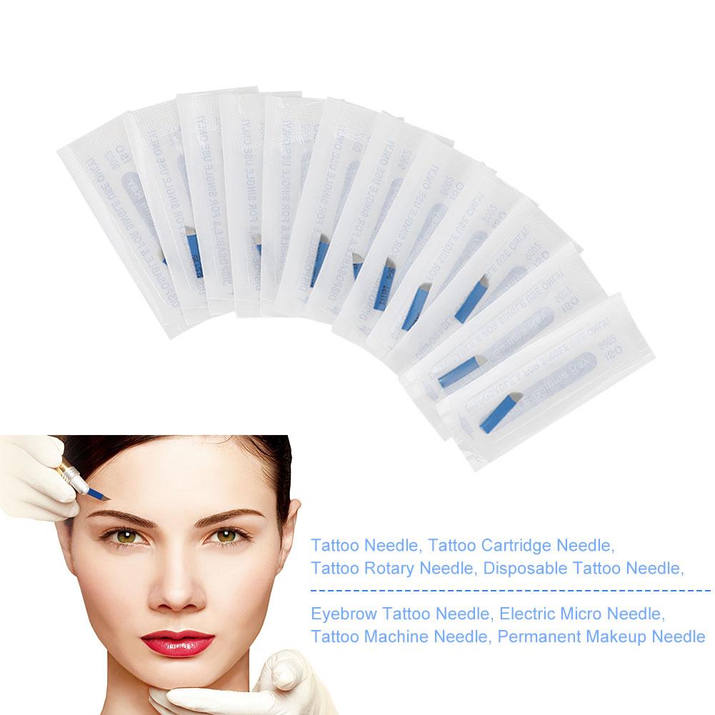 50 Stück Permanent Make-up Augenbrauen-Tattoo Schräge Klinge Microblading Nadeln für 3D Stickerei 21 Pin