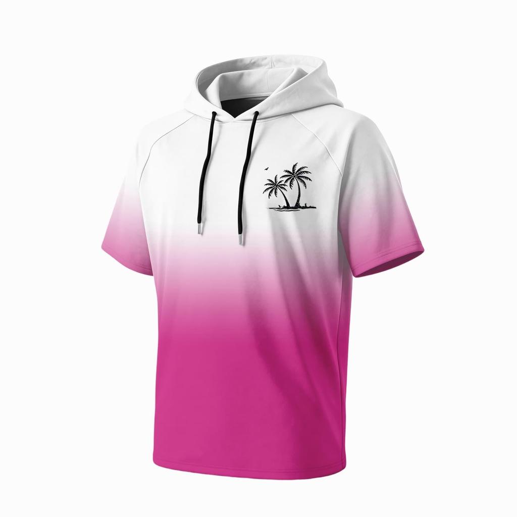 Men's Summer Quick Dry Short Sleeve Hoodie UPF 50 Plus Sun Protection Lightweight Fishing Sports Hooded Shirt