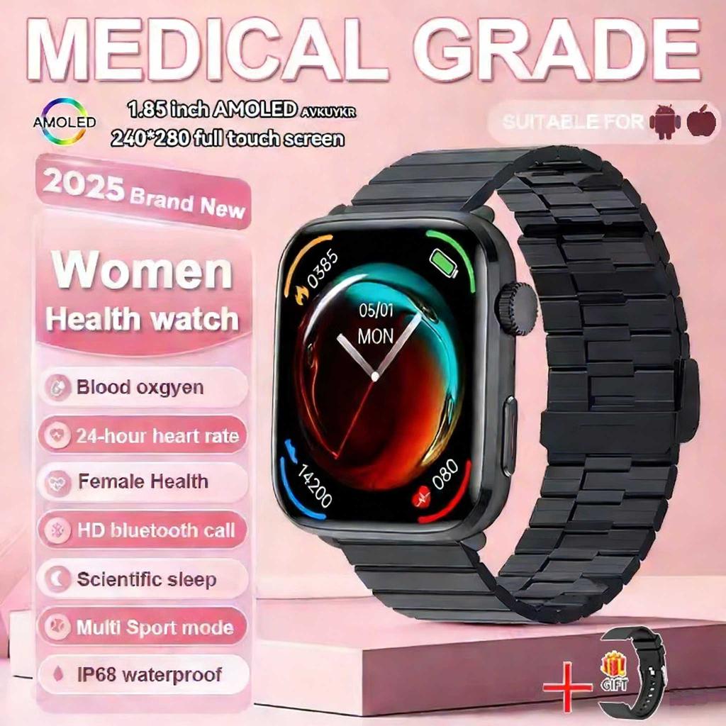 1.85-inch AMOLED Screen Smart Watch Women Bluetooth Call NFC Heart Rate Blood Pressure Blood oxygen Lady Sleep Smartwatches 2026