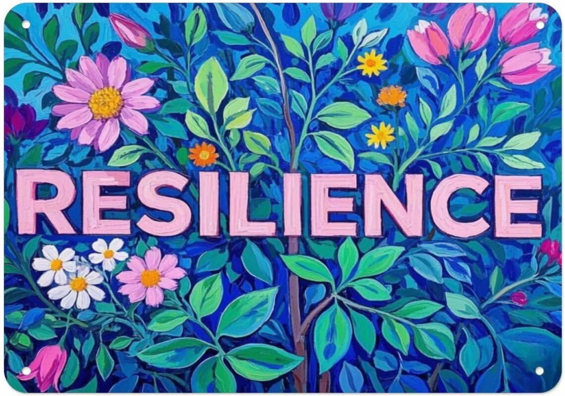 

Vintage Metal Sign RESILIENCE Aluminum Sign Tin Sign Retro Wall Decor for Home Office Bar Kitchen Garage 20x30cm（7.8x11.8inch）