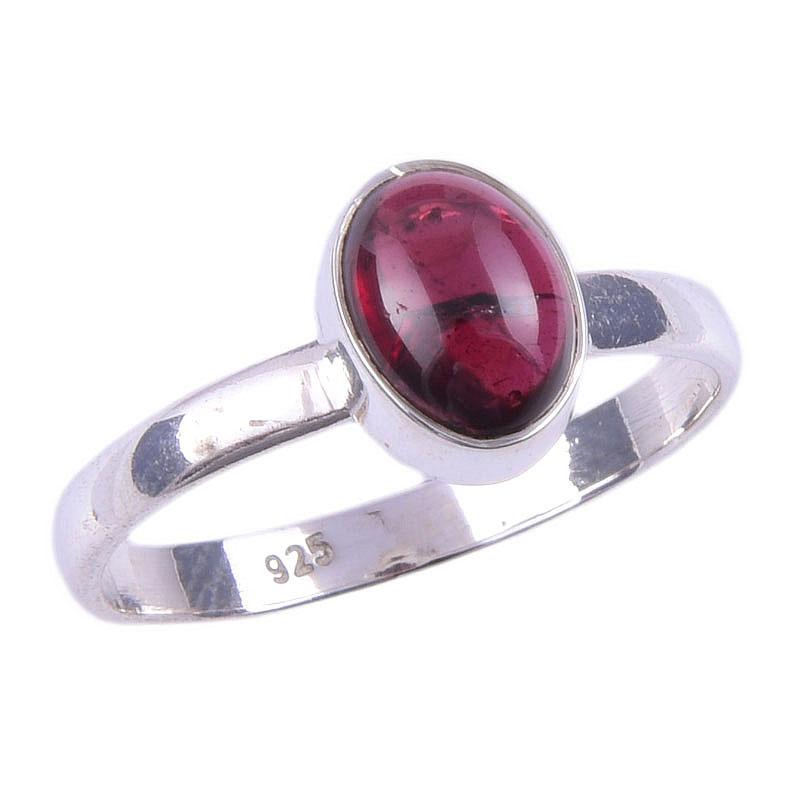 Natural Garnet Gemstone Handmade 925 Solid Sterling Silver Ring Size 7.5 Y9r07