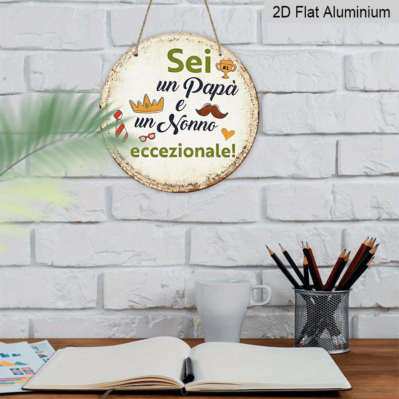 2D Flat, 1pc 7.87inchs Vintage Aluminum Sign, Italian Humorous Quotes for Dads And Grandpas, Decorative Plaque Suitable for Bedroom, Living Room