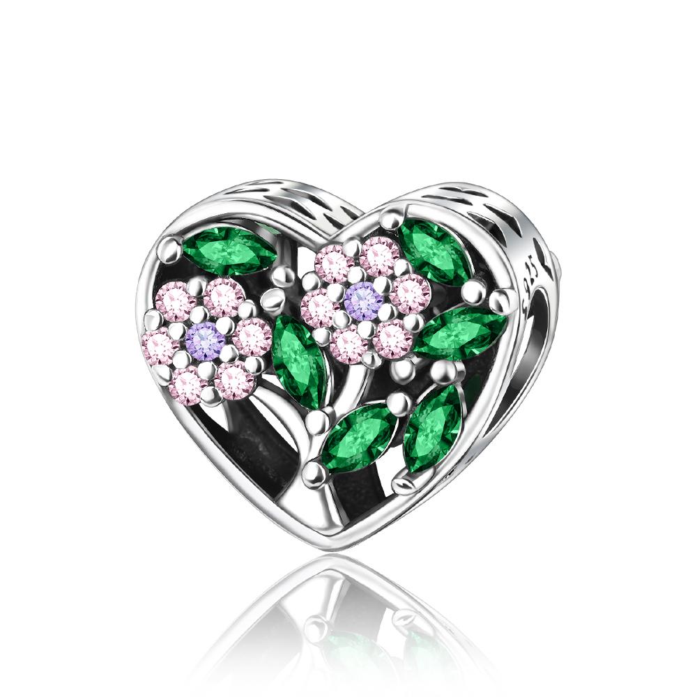 Luck Charm 925 Silver Four Leaf Clover Green Tree Frog Turtle Bead Pendant For Bracelet Women DIY Jewelry Gift