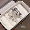 Zircon Threelayer Pearl Open Ring For Women Geometric Style Elegant Jewelry