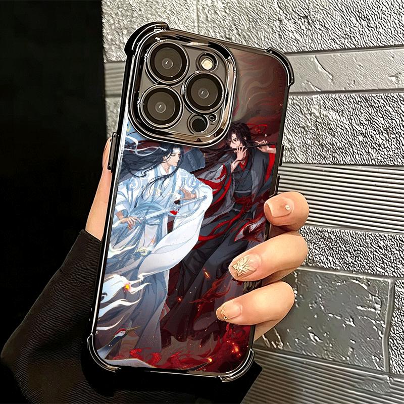Mo Dao Zu Shi Anime Plating Phone Case For Iphone 16 17 Pro Max Air 16E 14 15 Plus 12 13 Mini Anti-Fall Airabag Cover