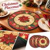 Set von 4 runden Weihnachtsplatzdeckchen, bedruckte Thermo-Tischsets für die Dekoration des Esszimmers