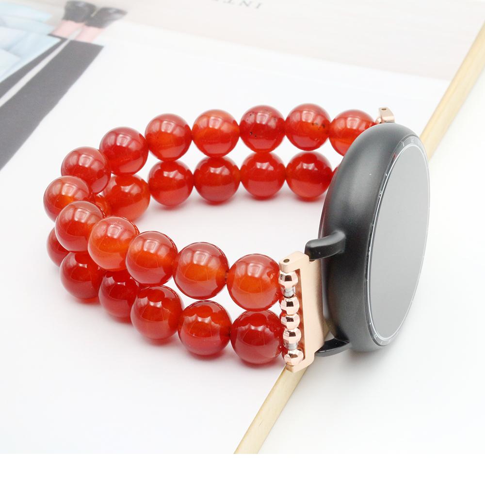 Classic 20mm Wristband Watch Strap Handmade Elastic Agate Beads Bracelet for Galaxy Watch 5 Pro /Samsung Galaxy Watch 4 Classic/ Active2