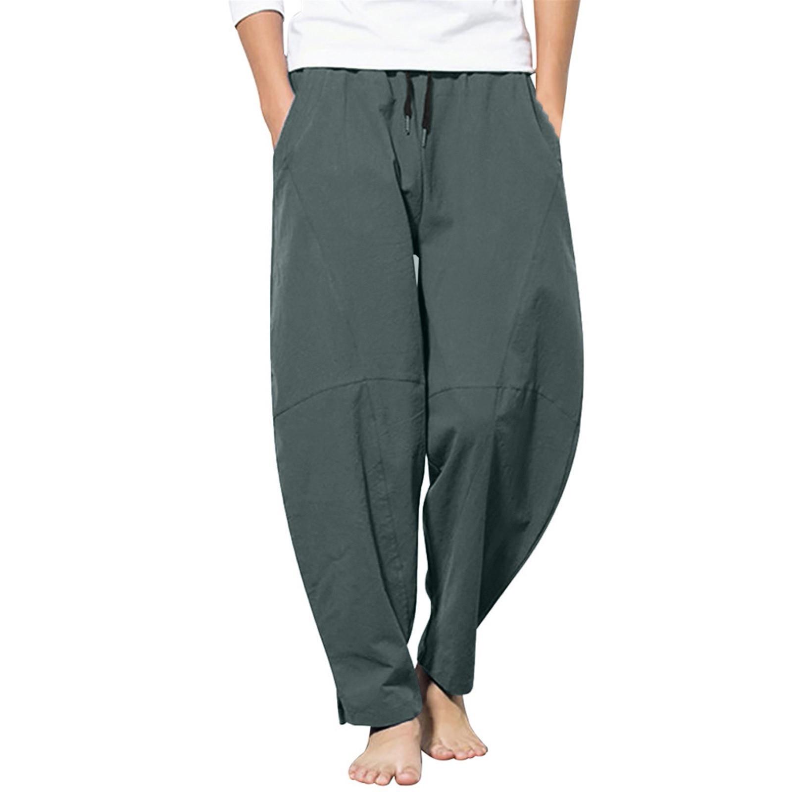 Модные мужские повседневные однотонные свободные спортивные штаны — фото 10