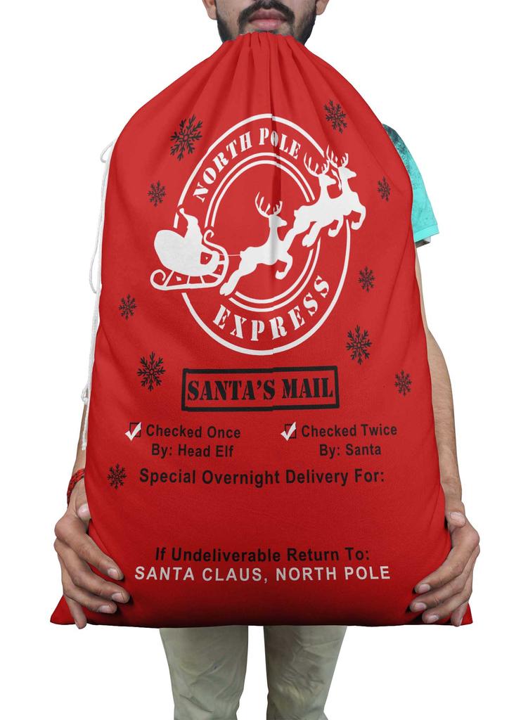 Printtoo Pack of 2 Drawstring Special Delivery Extra Large Size Christmas Sack Re-Usable Xmas Present Storage 27x20 Inch
