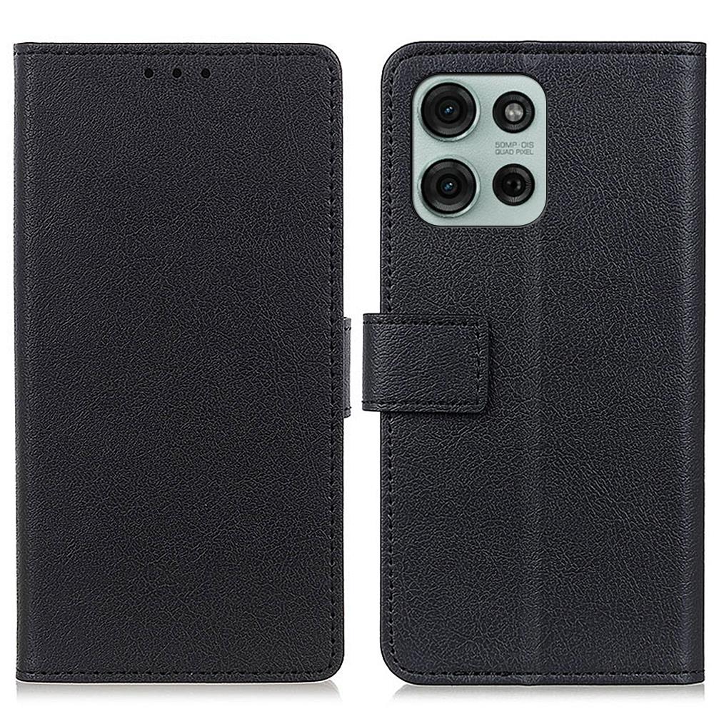 

For Motorola Moto G75 5G Case PU Leather Stand Wallet Phone Cover Black