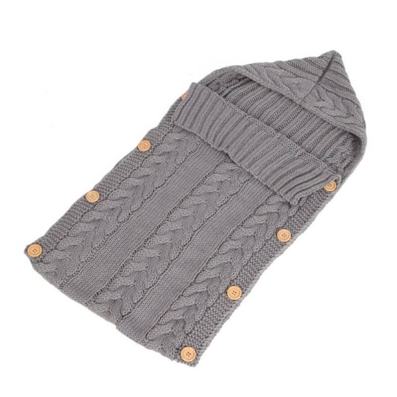 Color Solid Baby Hooded Sleeping Bag Knit Sweater Circle Antichill Buttons