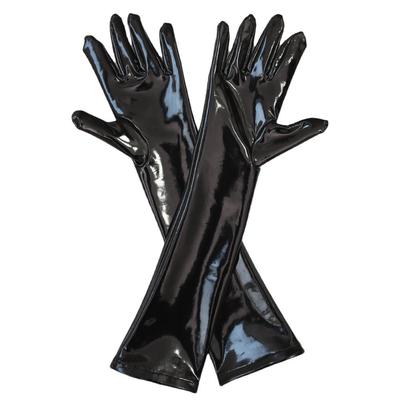 Sexy Damen PVC Glänzender Handschuh Latex Kunstleder Mittellanger Handschuh Punk Handschuhe Sexy Hip-Hop Fäustlinge Cosplay Dienstmädchen Kostüme Accessoire
