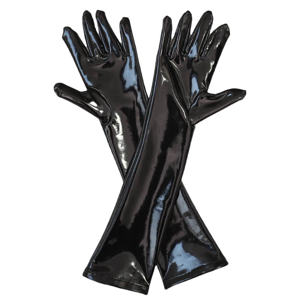 Sexy Dames Pvc Glanzende Handschoen Latex Kunstleer Middellange Handschoenen Punk Handschoenen Sexy Hip-Hop Wanten Cosplay Meiden Kostuums Accessoire