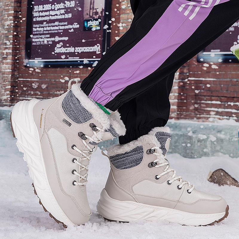 TUINANLE Tênis Masculinos de Cano Alto Impermeáveis de Algodão Sapatos Femininos com Forro Quente de Veludo para Uso Externo no Inverno