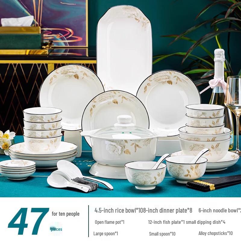 Xihe 47-Piece Ceramic Dinnerware Set