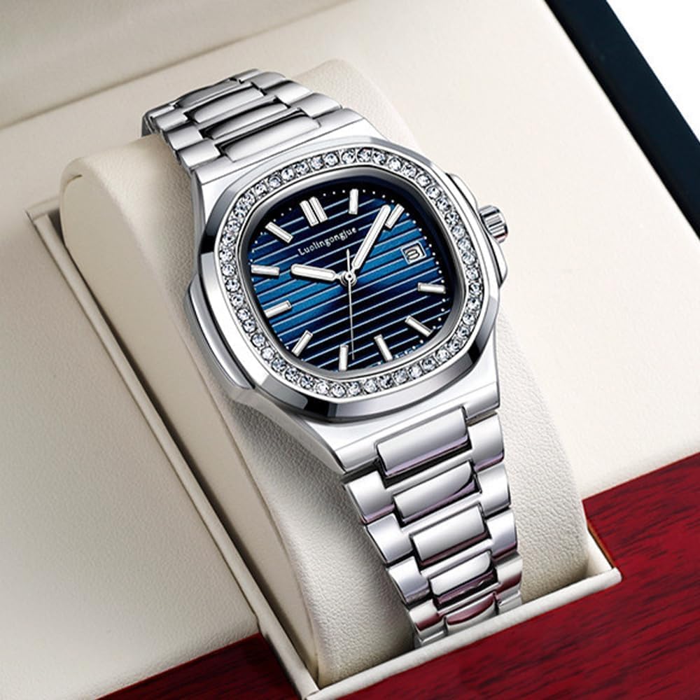 Rhinestone Bezel Automatic Mens Watches Luxury Men Fashion Clock Waterproof Stainless Steel Mechanical Wrist Watch