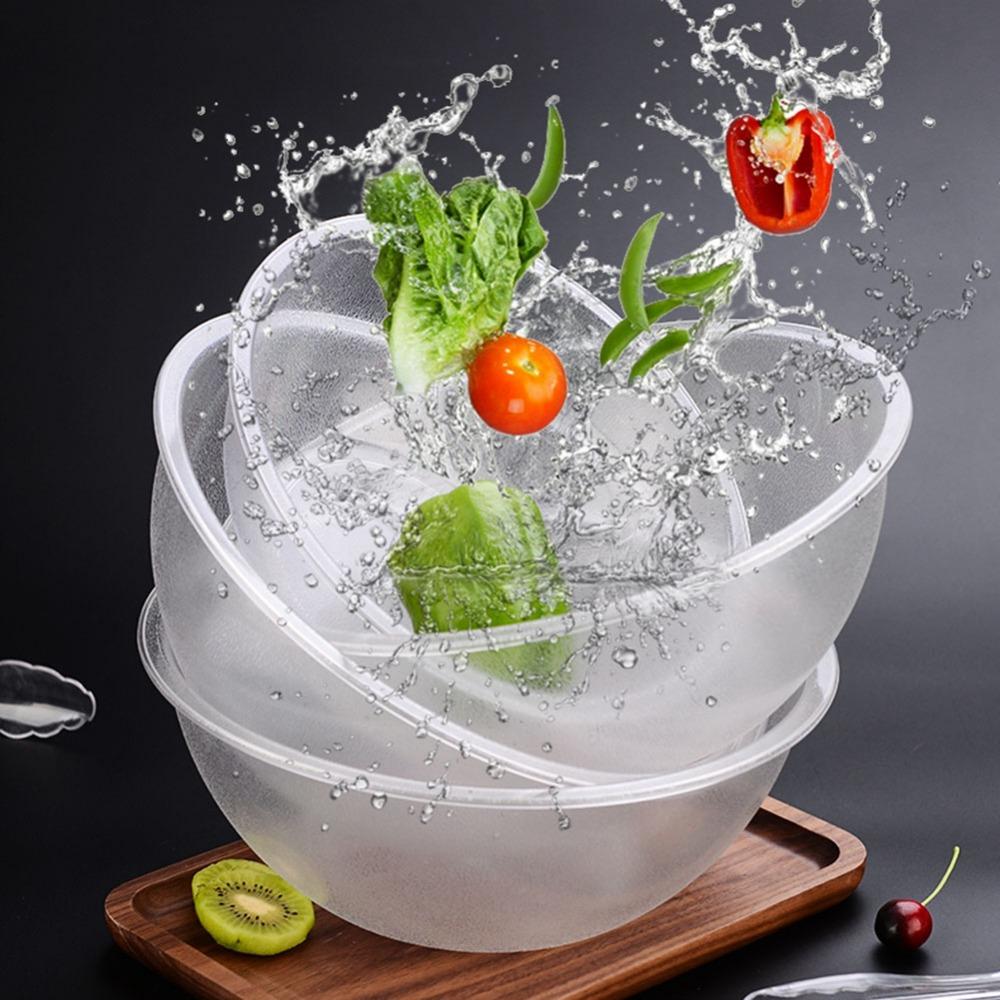 3PCS Clear Large Salad Bowls 4500ml Buffet Serving Containers Clear Serving Bowls  Home Use