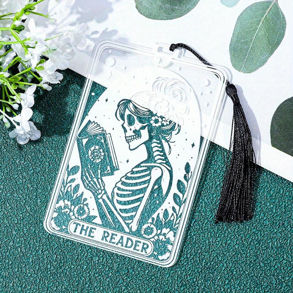 New Gothic Style Acrylic Bookmarks, Clear Skull Man Pattern Bookmarks, Stationery Book Accessories Reading Markers