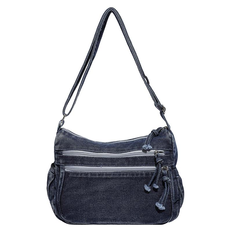 Vintage Style Denim Shoulder Bag for Women, Retro Blue Jean Crossbody Handbag, Cute Grunge Alt Gift for Teen Girls, for School