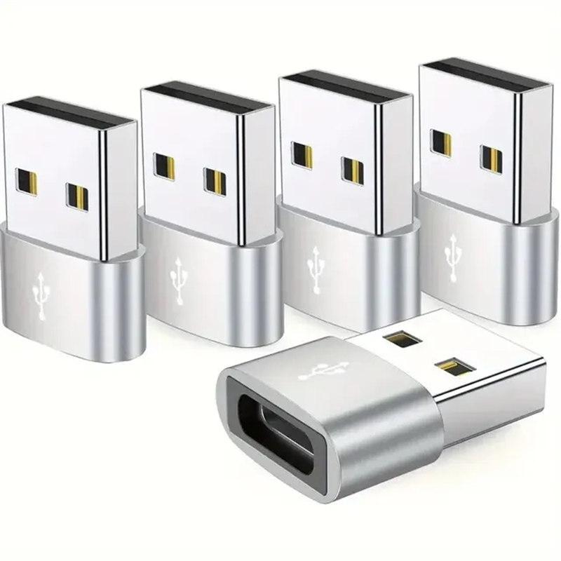 5 stk OTG USB til USB C-adaptere Slitesterk metallisk konstruksjon Universell kompatibilitet Inkludert iPhone iPad Samsung S23 IWatch AirPods