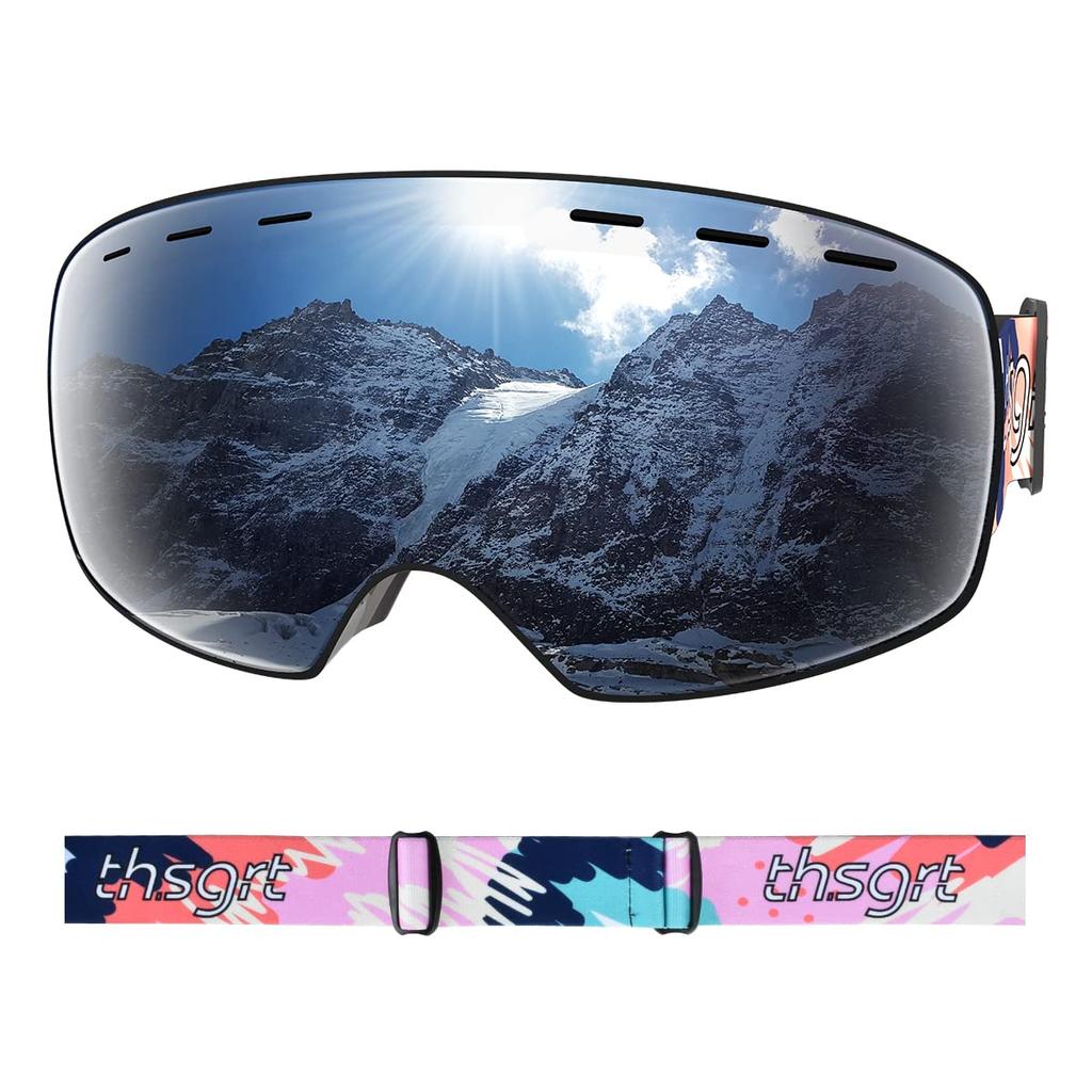 AutoGo Ski Snow and Snowboard Compatible with Glasses and Baseball UV and Impact Resistant Silver Goggles, Goggles, Goggles, Helmets, Wide-Vision