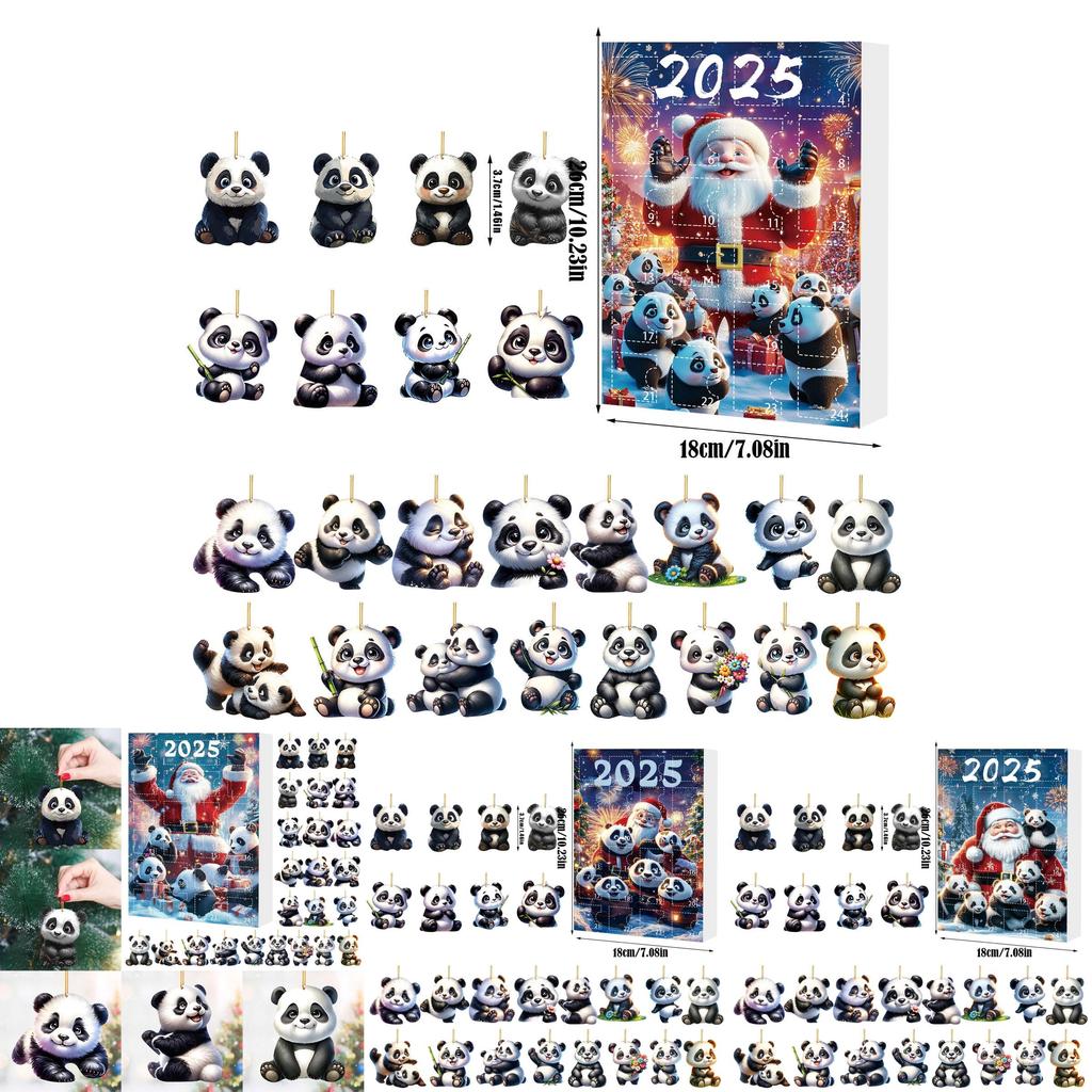 Christmas Panda Advent Calendar Blind Box With 24 Acrylic Decor For Holiday Gift Giving