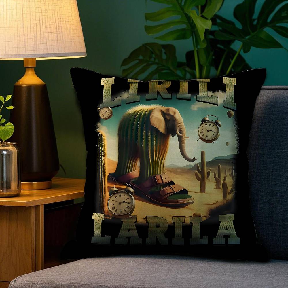 Italian Brain Rot Meme Tralalero Tralala Pillow Case Happy Atmosphere Short Plush Double-sided Printing Home Cushion Cover
