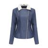 Womens Faux Leather Jacket With Fleece Lining Long Sleeve Warm Outerwear Casual Urban Style
