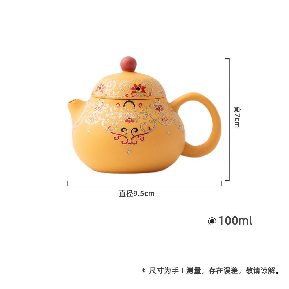 

100ml Zen Purple Clay Teapots Handmade Colour Enamels Wen Dan Pot Raw Ore Gold Section Mud Tea Maker Kettle Zisha Tea Set Gifts