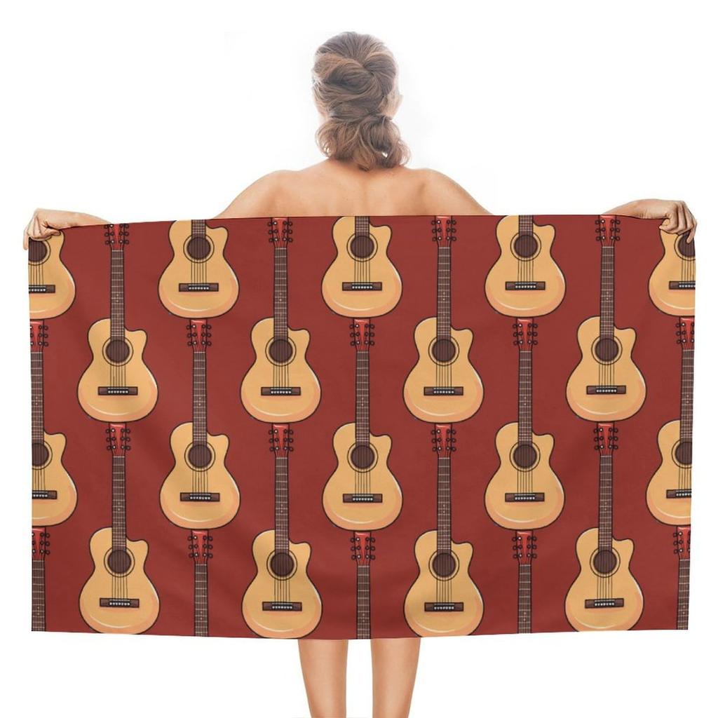 Electric Guitar Beach Towel, Microfiber Quick Dry Bath Towel for Travel Sport Spa, Sand Proof Absorbent Towels for Swimmers Teen