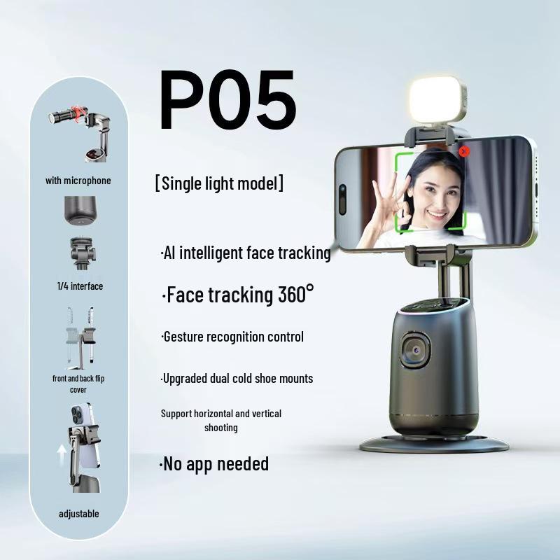Smart P03 AI Gimbal Stabilizer: 360° Face Tracking, Anti-Shake for Live Streaming & Photography
