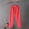 Summer Women Trousers Casual Cotton Linen Pants Loose Straight Trousers Nine Point Harem Pants