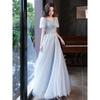 Art exam evening dress skirt women's banquet temperament light luxury niche high-end high-end sense vocal bridesmaids annual meeting host blue