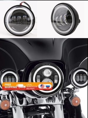 4.5 Inch Fog Lamps With Halo Ring 30W Round Waterproof 4 1/2 Auxiliary Passing Lamp for Auxiliary Led Headlighst for Motorcycle