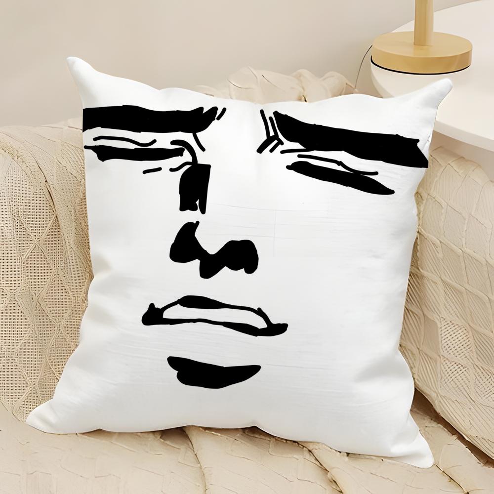 Funny Meme Face Pillow Case Natural Linen DoubleSided Printing Sofa Home Decor Cushion Cover