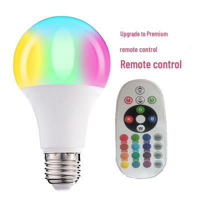 E27 RGB Farbwechsel-LED-Lampe mit Fernbedienung, erhältlich in 5W, 10W und 15W.
