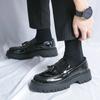 Thick Bottom Men's Business Patent Leather Shoes Slip-on Tassel Shoes Student Office Loafers Black Shoes Kerae 2024