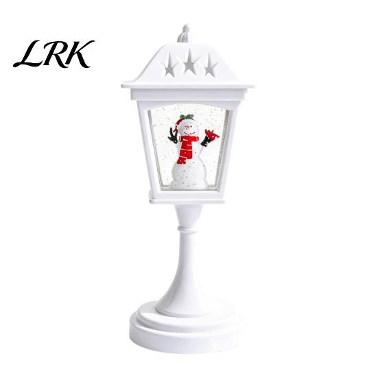 Cozy Room Decoration Christmas Snow Sphere Lamp, Retro Street Lamp Design, Santa Small Plastic Night Light Snowman Tree for Bedroom, Tabletop