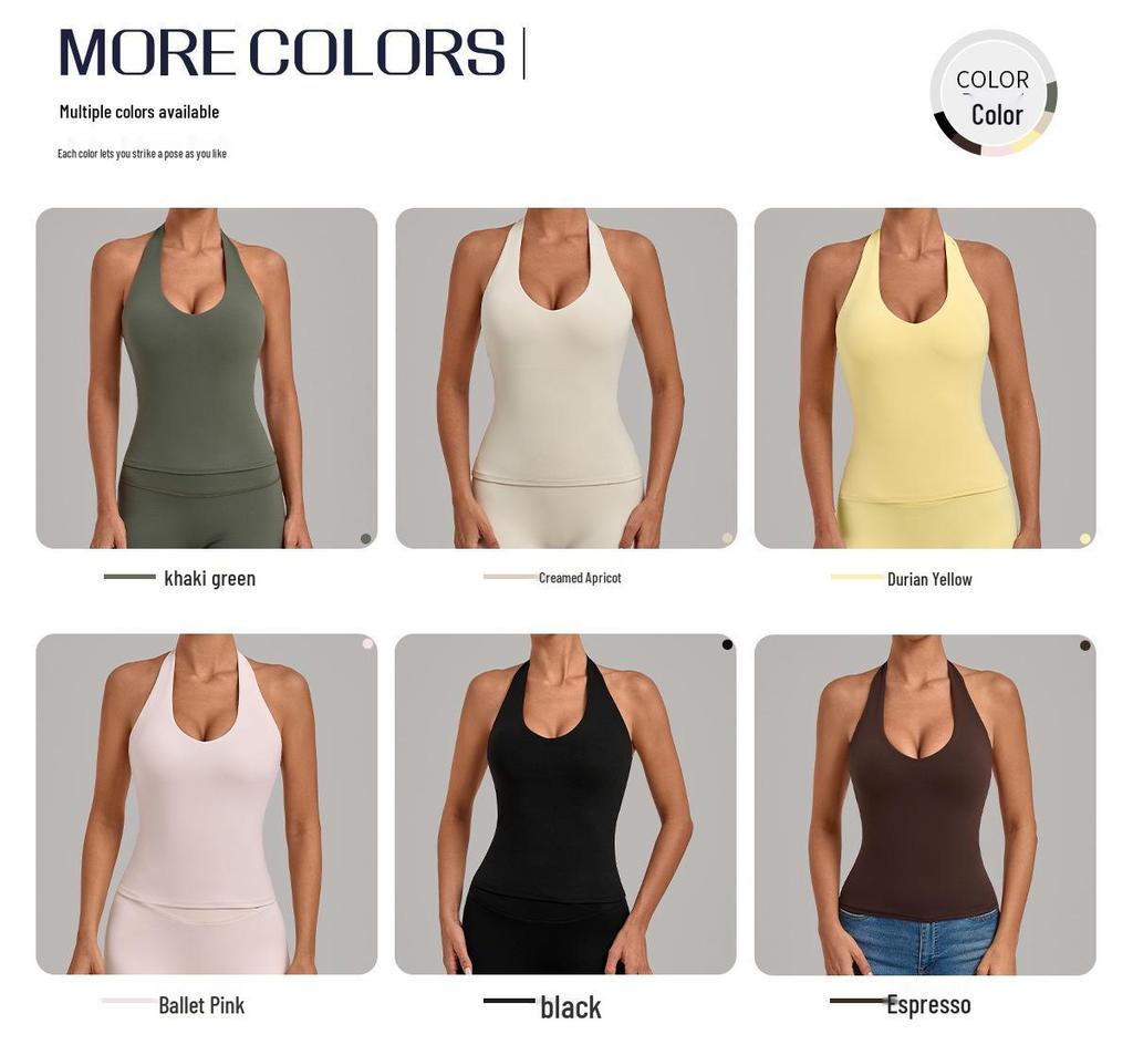 Women's Euro-American Halter Sports Vest: Tummy Control, Open Back, Breathable, Quick-Dry Yoga Top